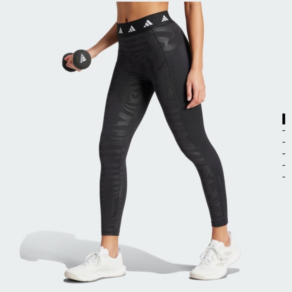 ADIDAS Techfit Printed 7/8 Leggings--BLACK ZEBRA-MED--NWT